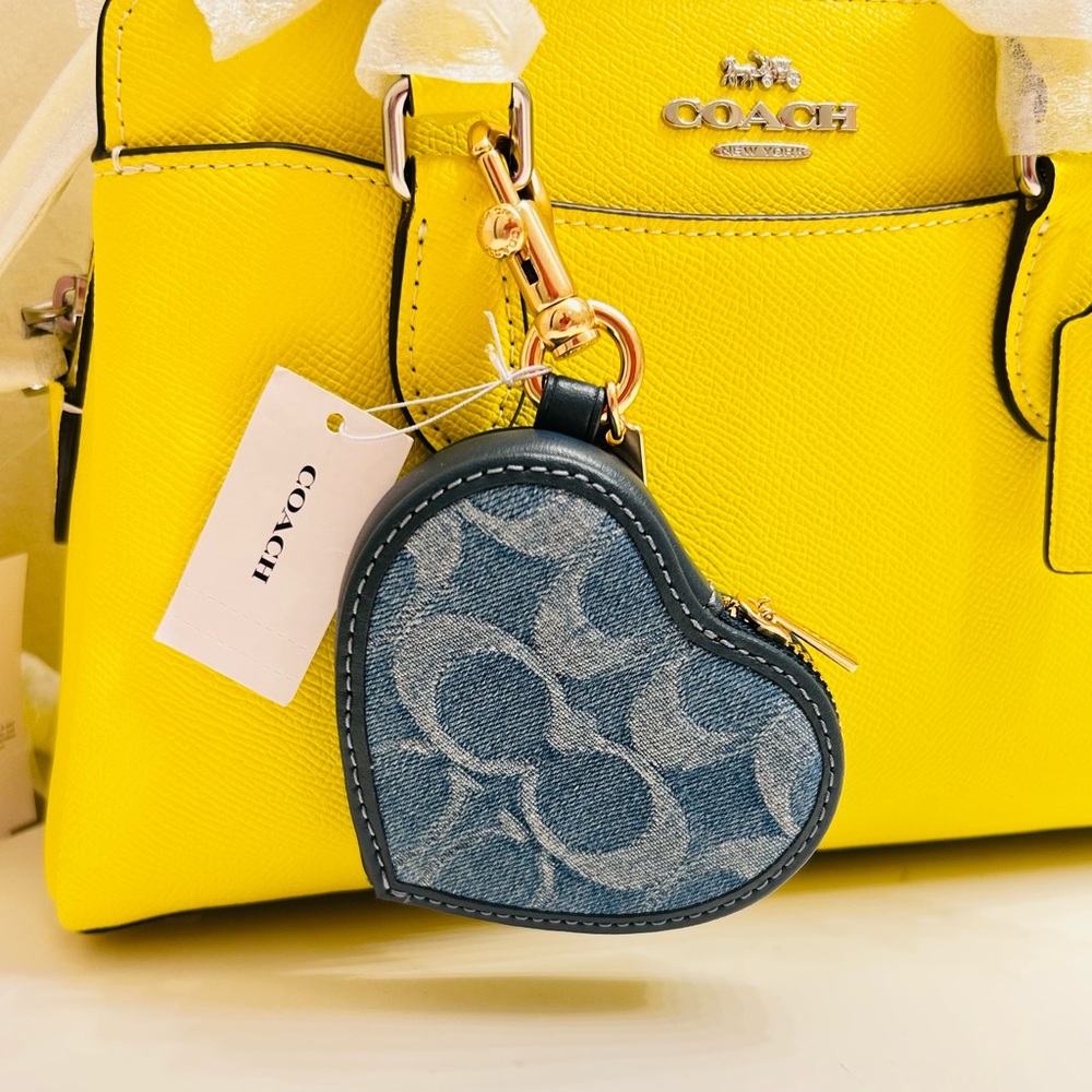 Coach Denim Blue Heart Keychain/ Bag Charm/ Wallet